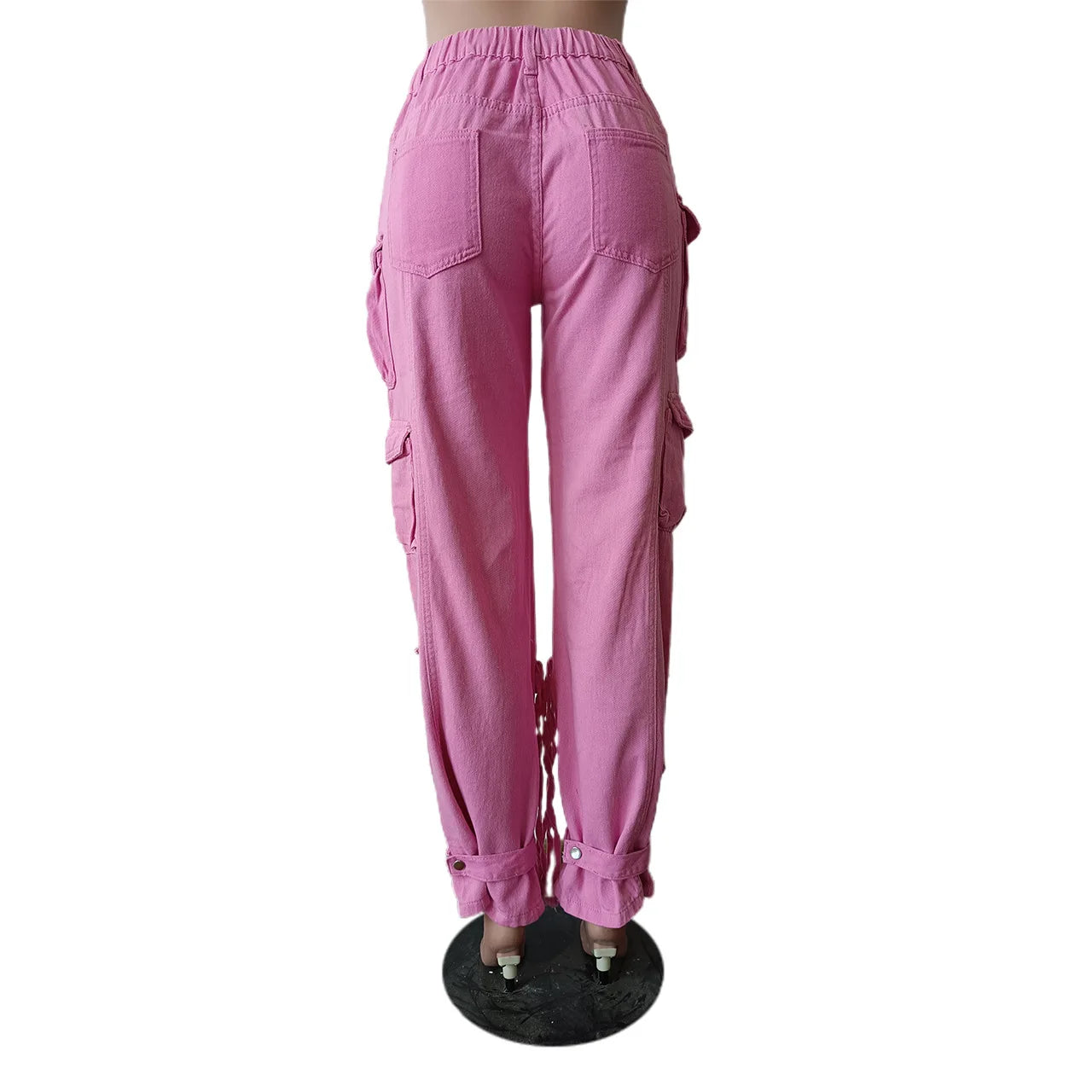 Multi Pockets Denim Straight Pants Sexy Women High Waist