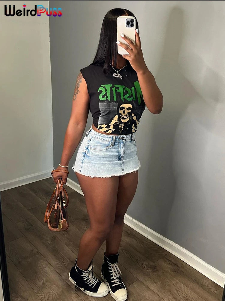 'Skull' Crop Top