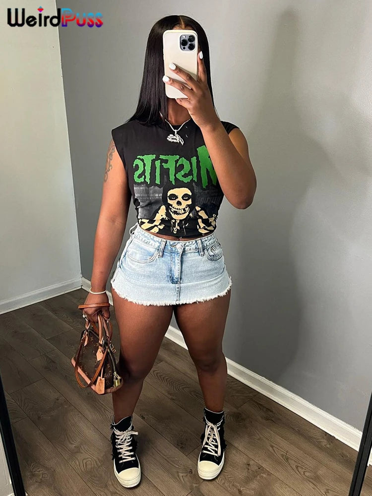 'Skull' Crop Top