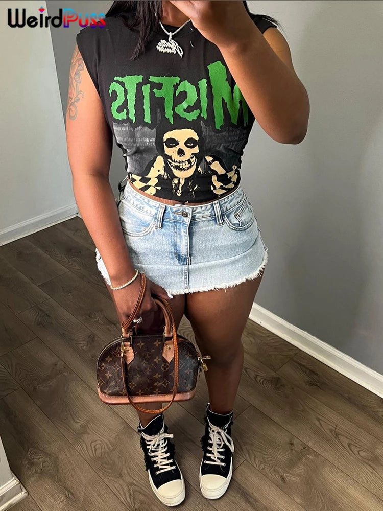 'Skull' Crop Top