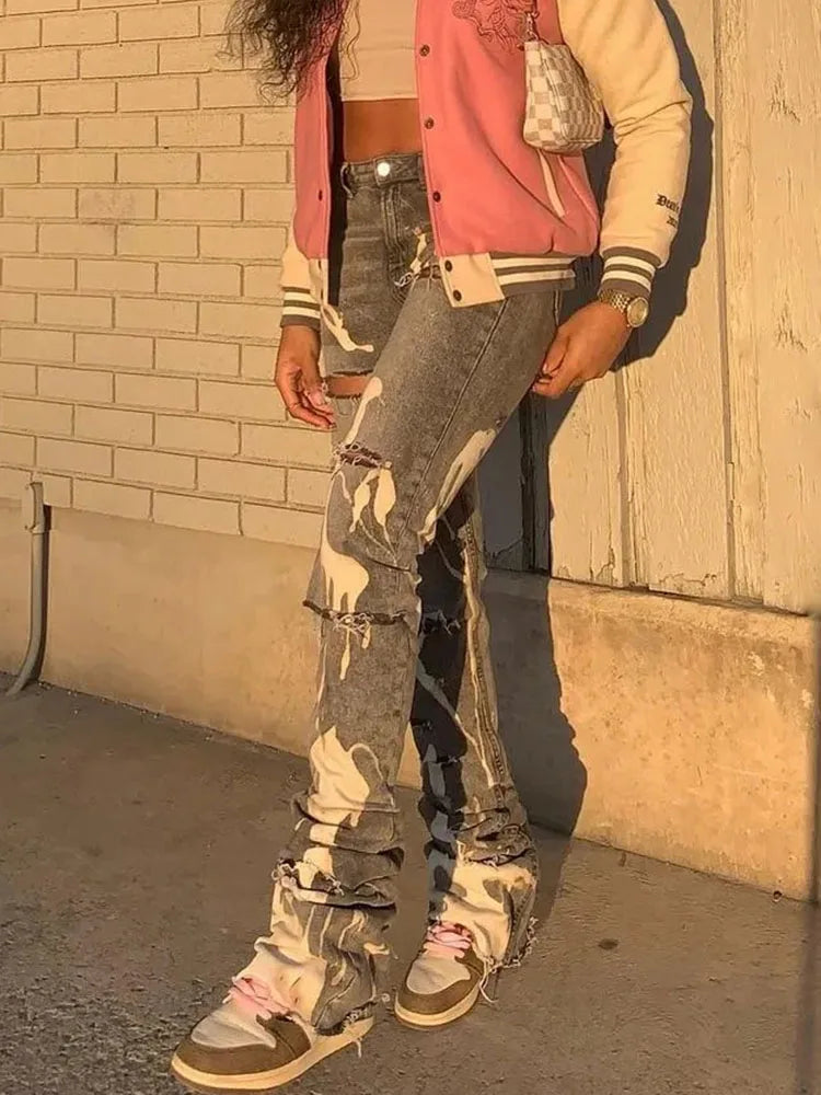 Zo-Ripped Stacked Jeans