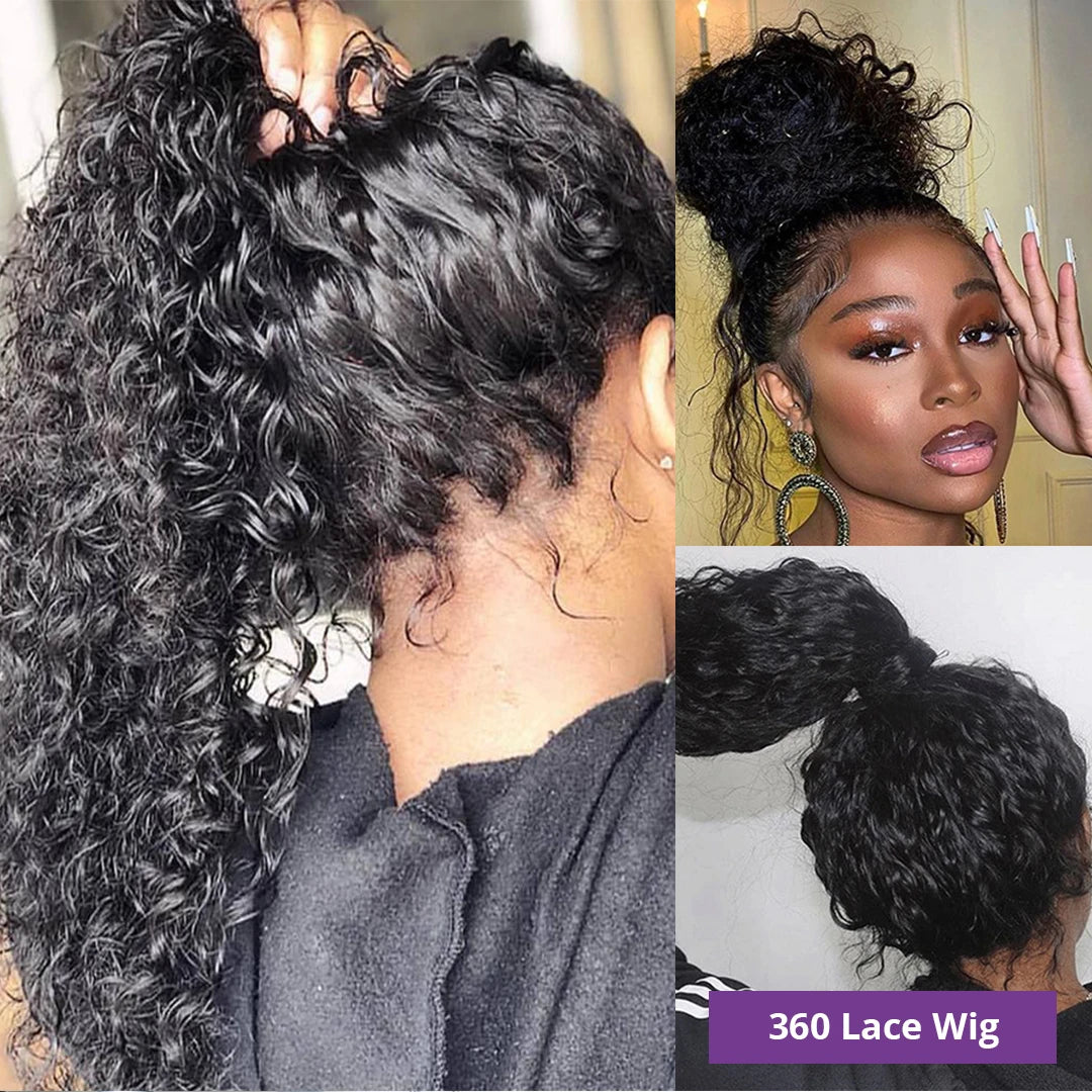 Water Wave Lace Front Wig; Lace Closure Wig; 13x4, 13x6; HD Lace, Frontal 360 Curly Human Hair Wigs For Women Human Hair