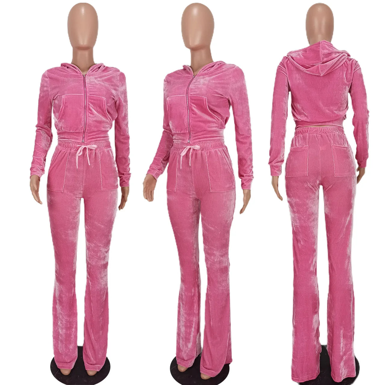 Women Velvet Jogging Suit Fall Casual Velour two piece set