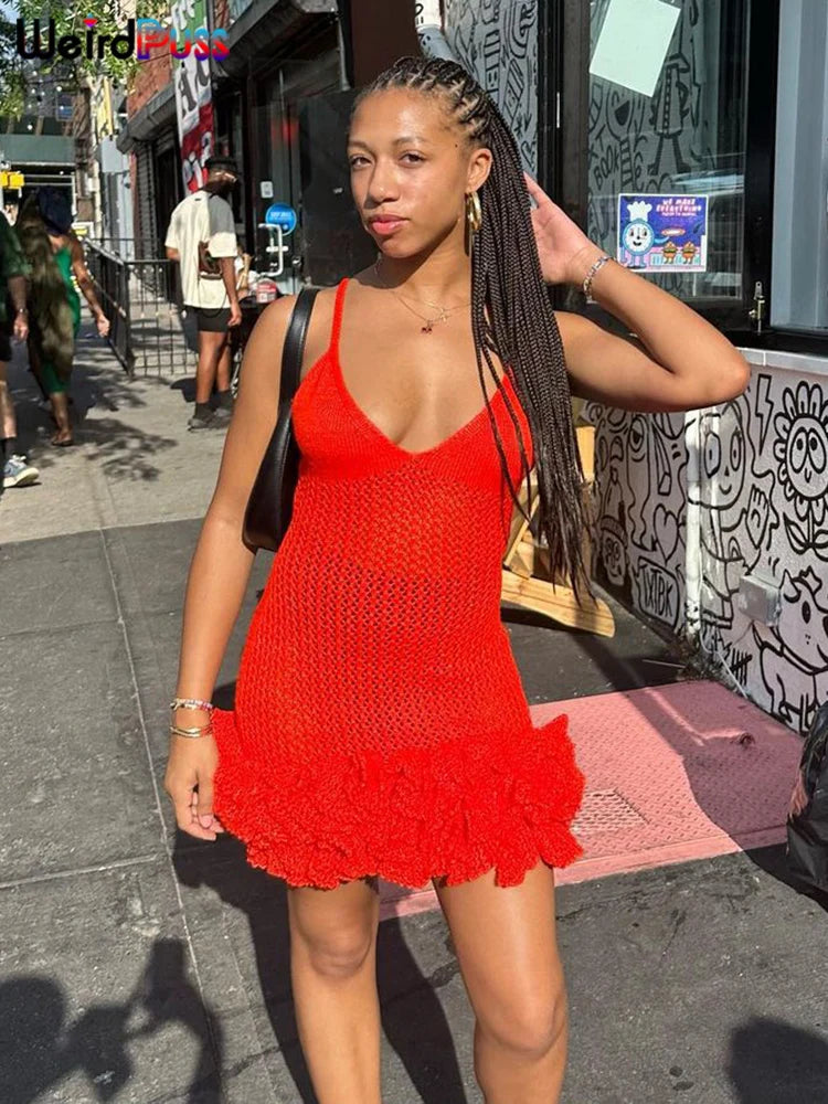 Deep V-Neck Backless Dress