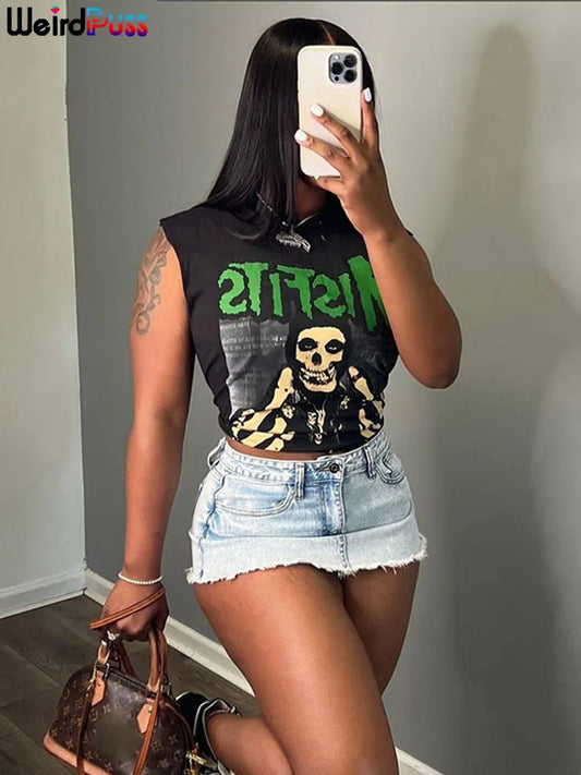 'Skull' Crop Top