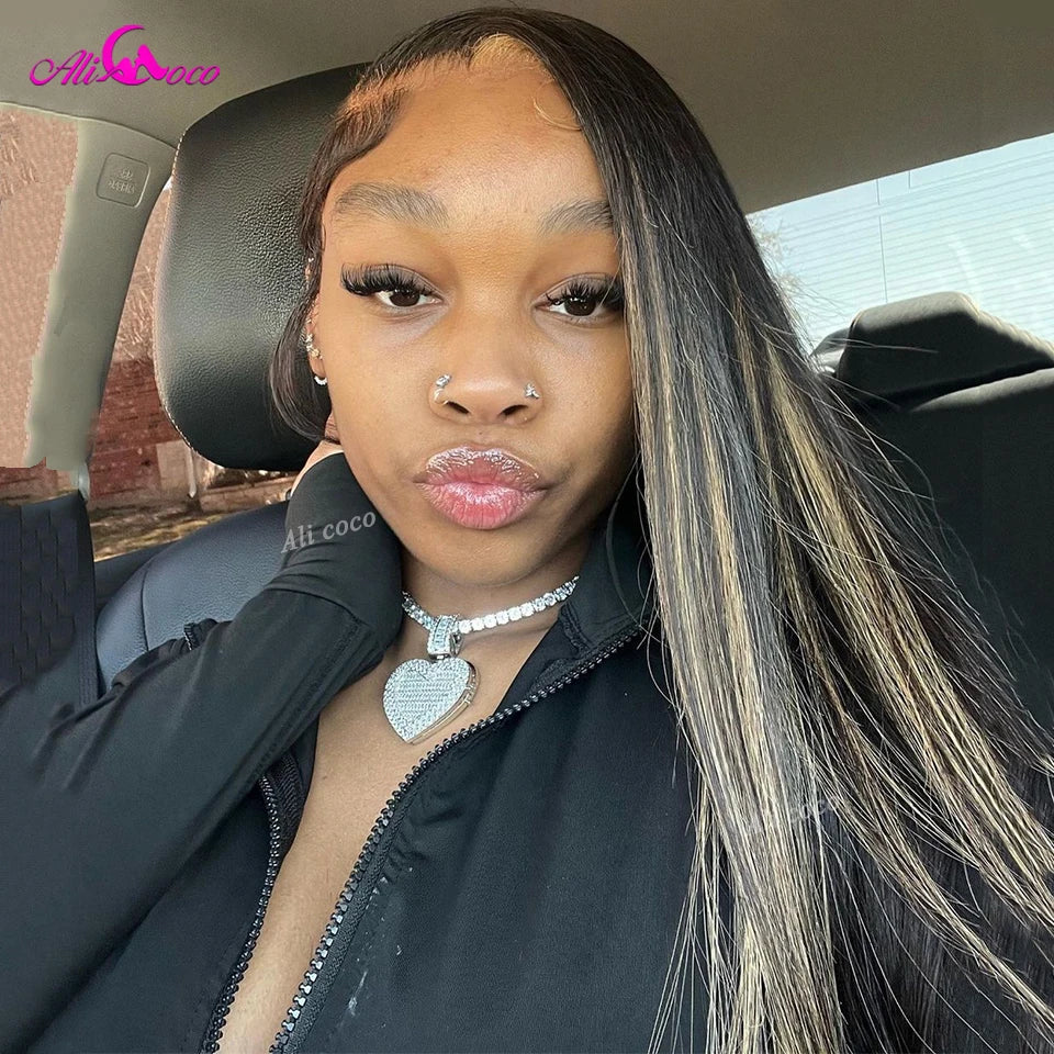Ali Coco HD 13x4 13x6 Lace Front Wig Hanging Ear Hair Blonde Colored Lace Front Wigs PrePlucked Highlight Blonde Human Hair Wigs