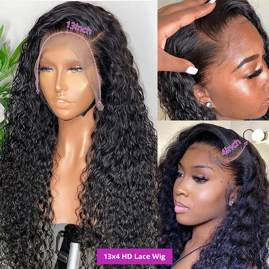 Water Wave Lace Front Wig; Lace Closure Wig; 13x4, 13x6; HD Lace, Frontal 360 Curly Human Hair Wigs For Women Human Hair