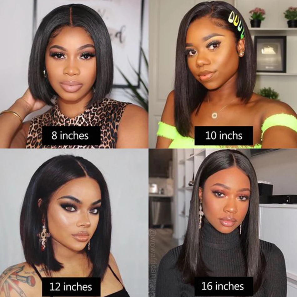 Bob Wig Brazilian Hair Lace Front Human Hair Wigs Short Bob Wig Pre Plucked Natural Color 4x4 Lace Part Lace Wigs For Women