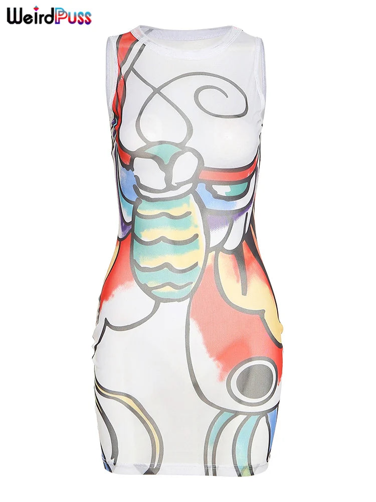 Fitted Fish Print Dress