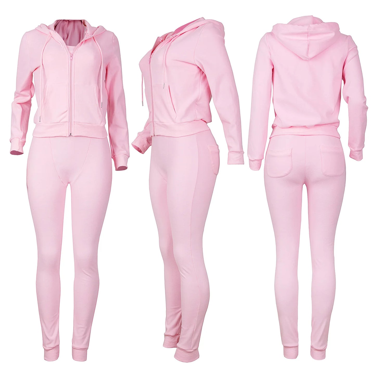 Women Thick Fleece 3 Piece Set Sweatpants & Vest & Hoodies Jackets