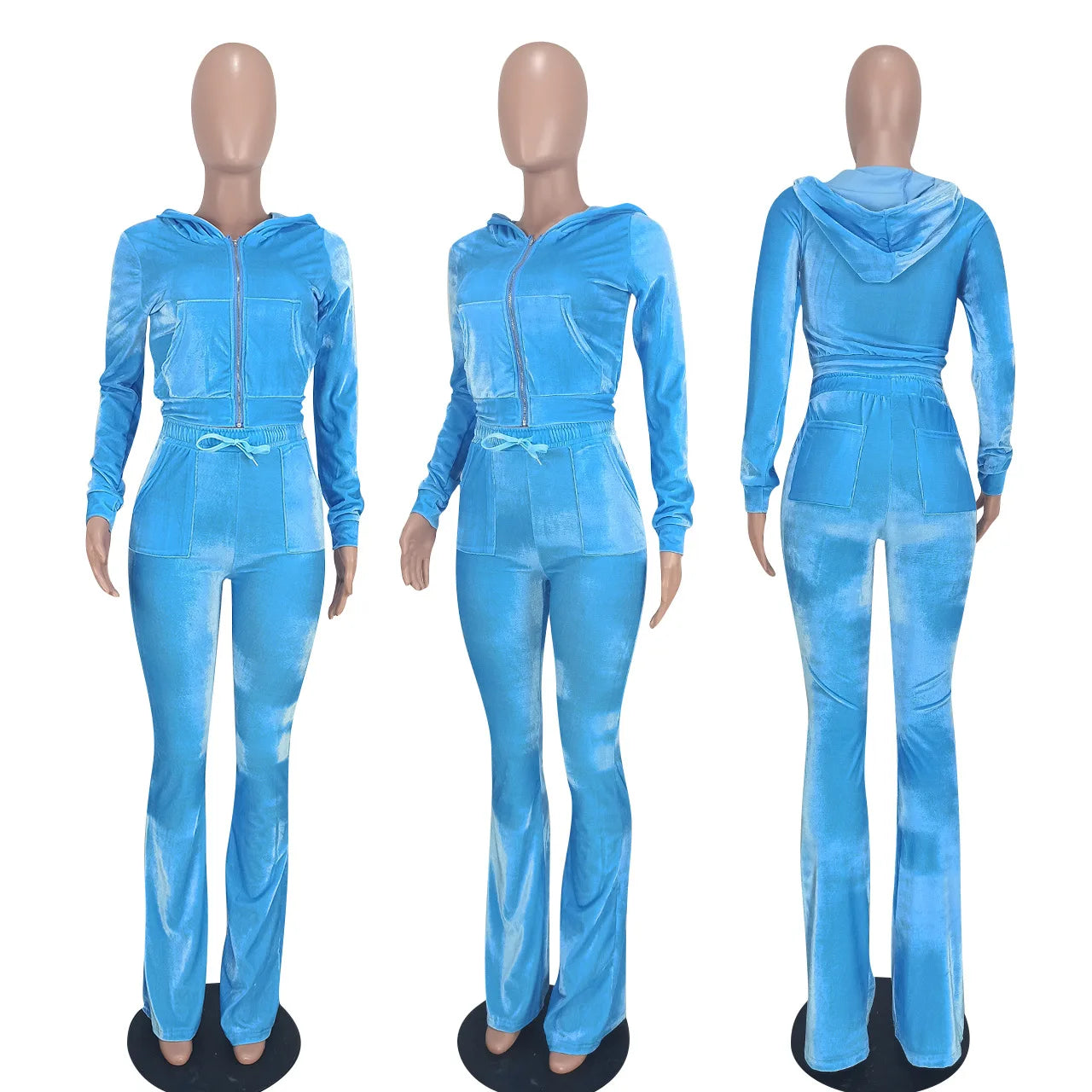 Women Velvet Jogging Suit Fall Casual Velour two piece set