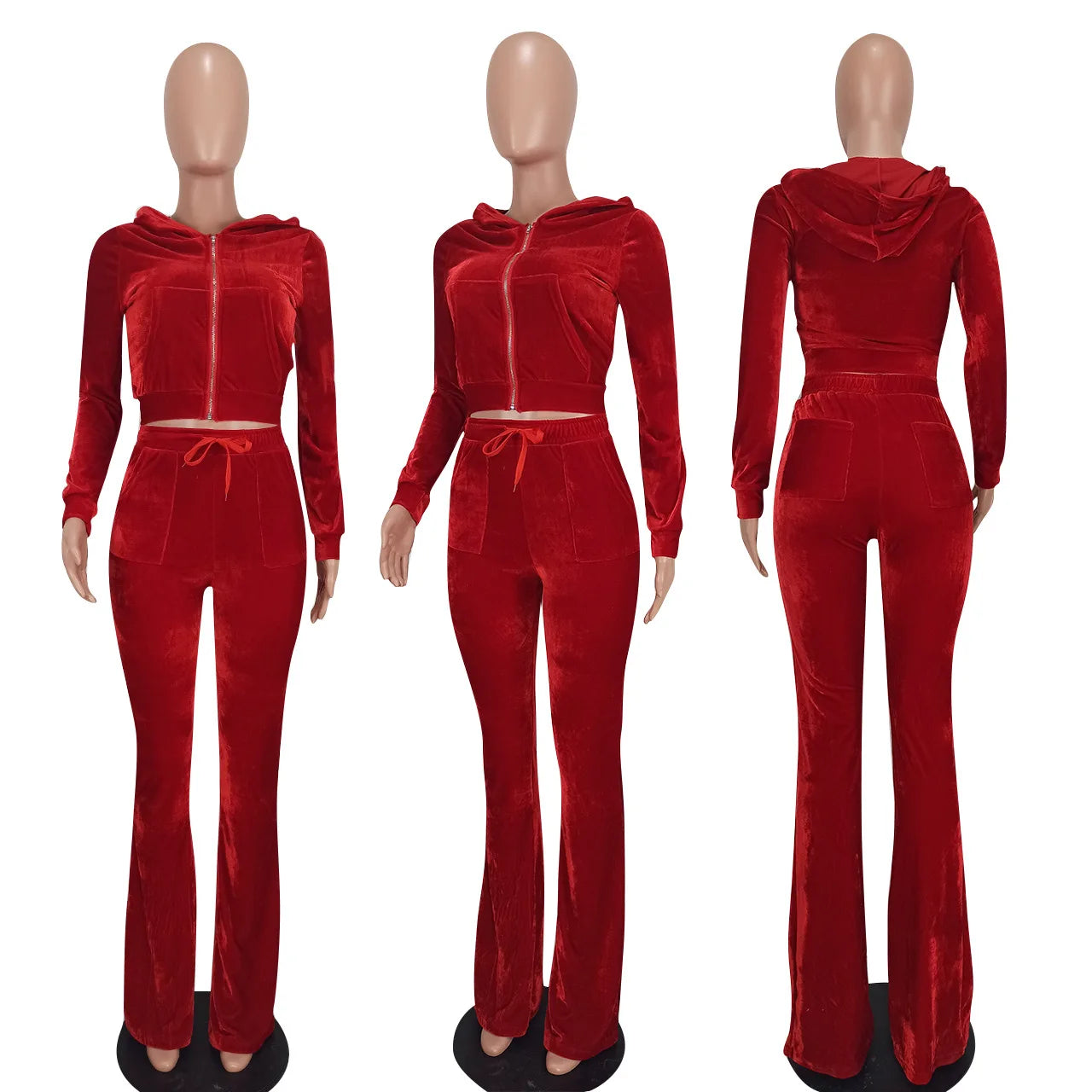 Women Velvet Jogging Suit Fall Casual Velour two piece set