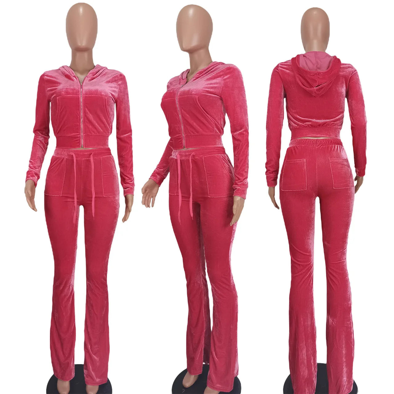 Women Velvet Jogging Suit Fall Casual Velour two piece set